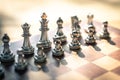 Chess board game, business competitive concept, copy space Royalty Free Stock Photo