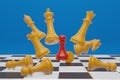 Chess board game, business competitive concept, copy space 3D Royalty Free Stock Photo