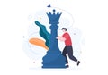 Chess Board Game Cartoon Background Illustration with Two People Sitting Across From Each Other and Playing for Hobby Activity Royalty Free Stock Photo