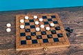 Chess board, board game, checkers on a wooden board, hobby Royalty Free Stock Photo