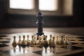 Chess board game concept of business ideas and competition and strategy ideas concep. Chess figures on a dark background with Royalty Free Stock Photo