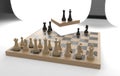 Chess board game concept of business ideas and competition, strategy ideas concept white figures - break the rules 3d