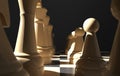 Chess board game concept of business ideas and competition, strategy ideas concept white figures on dark 3d illustration