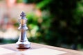 Chess board game. King standing alone at the corner. Business planning and strategy concept Royalty Free Stock Photo