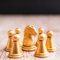 Chess board game staying against full set of chess pieces. Royalty Free Stock Photo