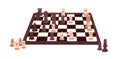 Chess board game, strategy battle. Chessboard with pieces. Business opponent teams, war concept. Competition, tournament