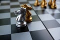 Chess board game. Two knights go against each other. Business strategy and competition concept. Copy space for text Royalty Free Stock Photo