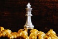 Chess board game, winner winning situation, king on to of all, business competitive concept