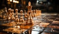 Chess board, king, knight, rook, pawn Strategy, intelligence, success generated by AI Royalty Free Stock Photo