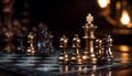 Chess board, king, pawn, competition, success, intelligence, leisure games, knight generated by AI Royalty Free Stock Photo