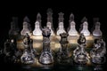 Chess board made of glass with clear and frosted pieces Royalty Free Stock Photo