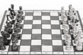 Chess. Chess board. Wooden chess pieces. black and white Royalty Free Stock Photo