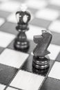 Chess. Chess board. Wooden chess pieces. black and white Royalty Free Stock Photo