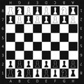 Chess boards on black and white background. checkers game with pieces in black and white. Vector illustration Royalty Free Stock Photo