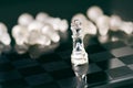 Chess business concept of victory. Chess figures in a reflection of chessboard. Game. Competition and intelligence concept. Royalty Free Stock Photo