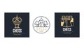 Chess Championship Logo Design Set, Retro Classic Badges, Emblem of Chess Club, Tournament Vector Illustration Royalty Free Stock Photo