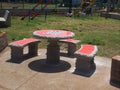 Chess, checker-board table in new public park South End, Big Cor