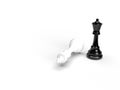 Chess checkmate business strategy concept. King and queen isolated on white with copy space Royalty Free Stock Photo