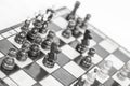 Chess. Chess board. Wooden chess pieces. black and white Royalty Free Stock Photo