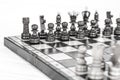 Chess. Chess board. Wooden chess pieces. black and white Royalty Free Stock Photo