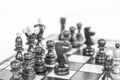 Chess. Chess board. Wooden chess pieces. black and white Royalty Free Stock Photo