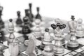 Chess. Chess board. Wooden chess pieces. black and white Royalty Free Stock Photo