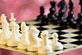 Chess on the chessboard, competition and winning strategy. Chess is a popular ancient Board logic antagonistic game with special Royalty Free Stock Photo
