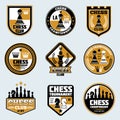 Chess club labels. Business strategy vector logos and emblems