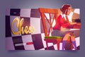 Chess club landing page, young girl playing game