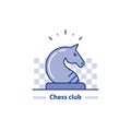 Chess club line icon, knight horse chess piece, vector illustration Royalty Free Stock Photo