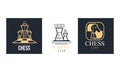 Chess Club Logo Design Set, Retro Classic Badges, Emblem of Chess Tournament, Championship Vector Illustration Royalty Free Stock Photo