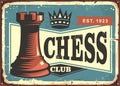 Chess club retro tin sign