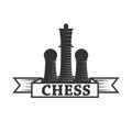 Chess club vector icon template of chessman king and rook or pawn