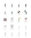 Chess colored icons on white background