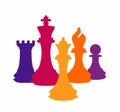 Chess colorful figures pieces tournament game vector illustration