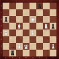 Chess combination of victory. White classic pieces checkmate with black