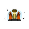 Chess, Computer, Strategy, Tactic, Technology  Business Flat Line Filled Icon Vector Banner Template Royalty Free Stock Photo