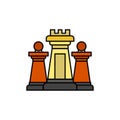 Chess, Computer, Strategy, Tactic, Technology  Flat Color Icon. Vector icon banner Template Royalty Free Stock Photo