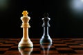 Chess duel of two kings on a black background Royalty Free Stock Photo