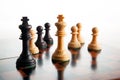 Chess duel of two kings and pawns on a white background Royalty Free Stock Photo