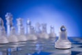 Chess face to face, first step. Copy space for text Royalty Free Stock Photo