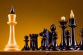 Chess face to face, first step. Copy space for text Royalty Free Stock Photo