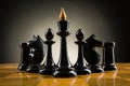 Chess face to face, first step. Copy space for text Royalty Free Stock Photo