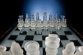 Chess face to face, first step. Copy space for text Royalty Free Stock Photo