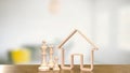 The chess family and house icon for home property Business 3d rendering