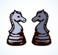 Chess figure. Horse. Vector drawing