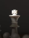 Chess figure king with light on crown. White chess king. Chessmate victory concept photo