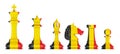 Chess figures with Belgian flag, 3D rendering Royalty Free Stock Photo
