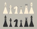 Chess figures black and white as cartoon characters