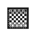 Chess Figures On Chessboard Top View. Black And White Game Pieces King, Queen, Rook, Knight, Bishop, Pawn On Board Royalty Free Stock Photo